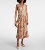 Floral plissé georgette midi dress