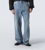 Distressed mid-rise wide-leg jeans