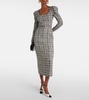 Belted Lurex® tweed midi dress