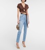 Draped cutout jersey tie top