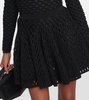 High-rise wool-blend open-knit miniskirt