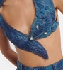 Printed denim crop top