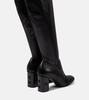 Damier leather over-the-knee boots