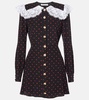 Polka-dot lace-trimmed silk minidress