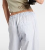 Mid-rise cotton and linen wide-leg pants