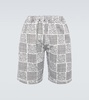 Patchwork print cotton shorts