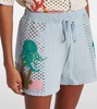 Splash embroidered cotton shorts