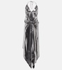 Halterneck metallic midi dress