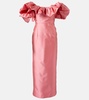 Ruffled off-shoulder gown