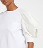 Puff-sleeve cotton-blend T-shirt