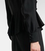 Bow-detail peplum satin midi dress