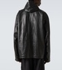 Hooded leather blouson
