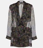 Jabot floral silk organza blouse