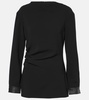 Alexis faux leather-trimmed crêpe top