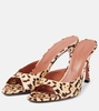 Alexa 95 leopard-print satin mules