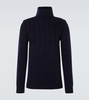 Cable-knit wool turtleneck sweater