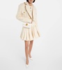 Cotton-blend tweed pleated skirt