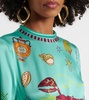 Surrealist silk midi dress