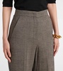 Cognac houndstooth wool-blend straight pants