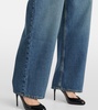High-rise jersey-trimmed straight jeans