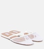 Infradito fishnet leather-trimmed mules