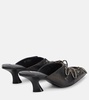Leather lace-up mules
