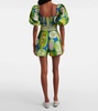 Printed pleated high-rise shorts