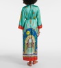 Surrealist silk midi dress
