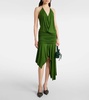Gathered asymmetric jersey midi dress