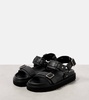 Debossed leather platform sandals