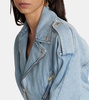 Asymmetric zipped denim minidress
