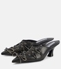 Leather lace-up mules