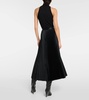 Pleated croc-effect satin midi skirt