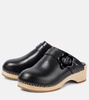 Buckle-detail leather clogs 