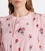 Floral pleated silk midi dress