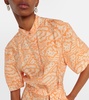 Printed asymmetric silk midi dress