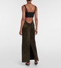 Suede maxi skirt