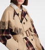 Fringed checked trench coat