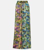 Printed silk satin wide-leg pants