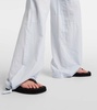 Mid-rise cotton and linen wide-leg pants
