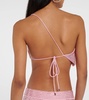 Asymmetric embellished jersey crop top