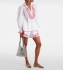 Hearts embroidered cotton shorts