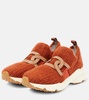 Kate leather-trimmed slip-on sneakers 