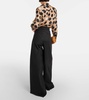 Pleated cotton wide-leg pants
