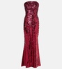 Sequined strapless gown