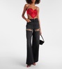Crystal-embellished wide-leg jeans