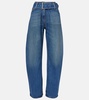 Belted low-rise wide-leg jeans