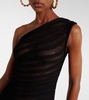 Open-knit ruched minidress