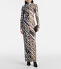 Colorblocked printed maxi dress