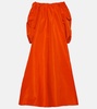 Puff-sleeve off-shoulder silk gown